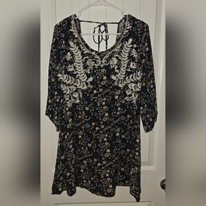Xhilaration Boho Floral Colorful Dress with Embroidered Details Half Sleeves ❤️